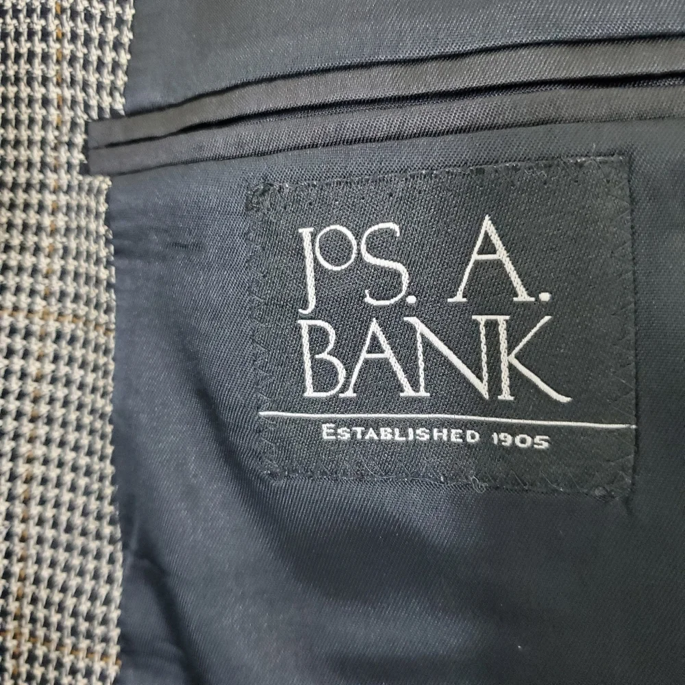 Jos. A. Bank Wool/Silk Checked Blazer, Size 41L